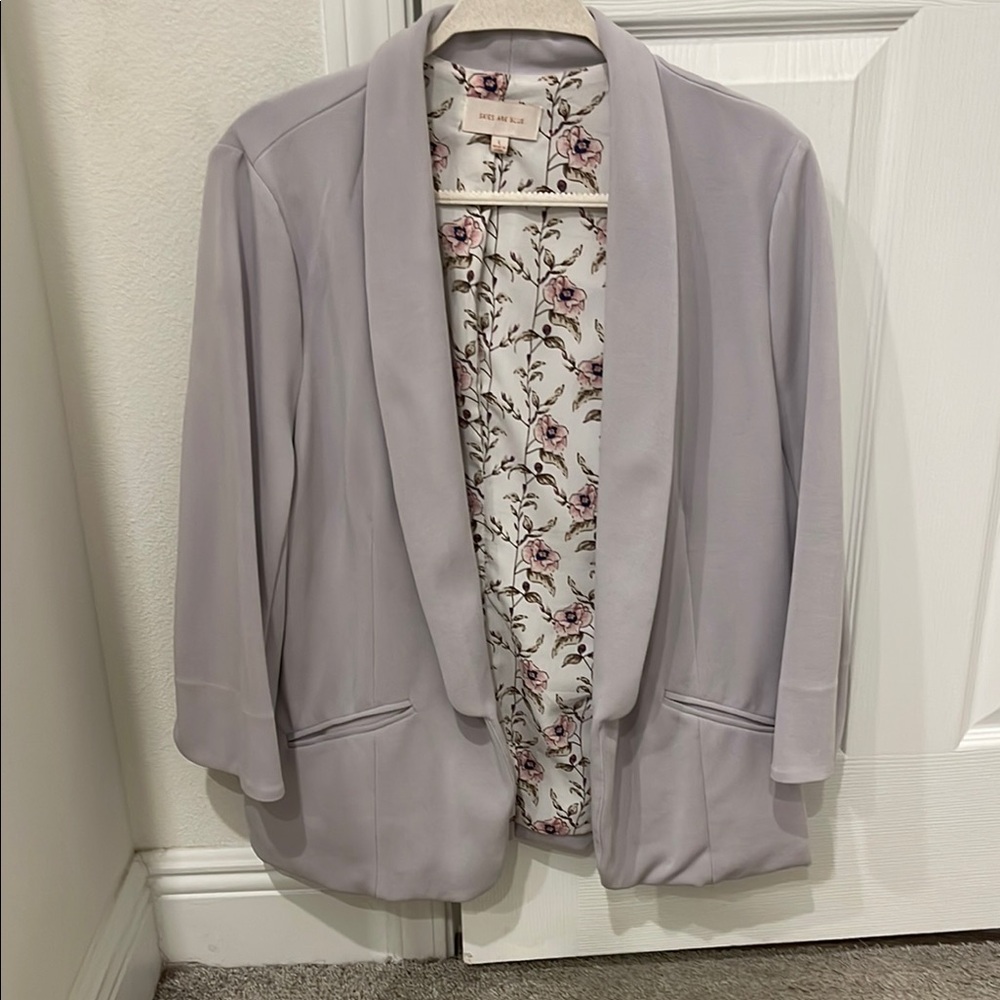 Skies are Blue Grey Blazer Elegant Suit Jacket